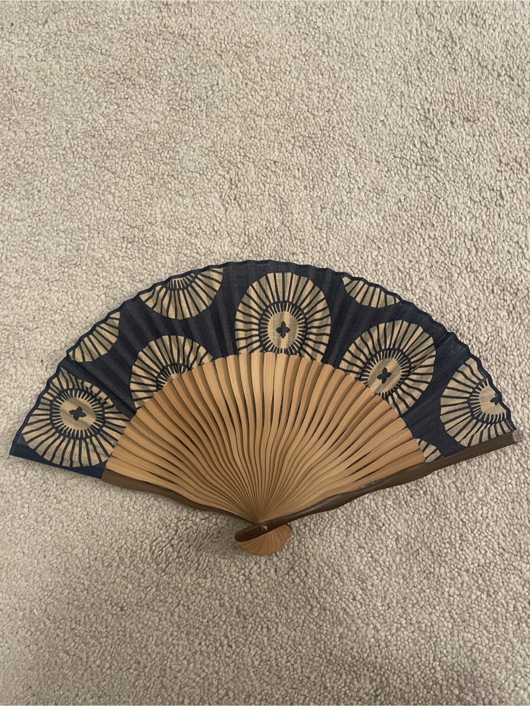 Handheld Folding Fan - Wooden Handle, Decorative Pattern