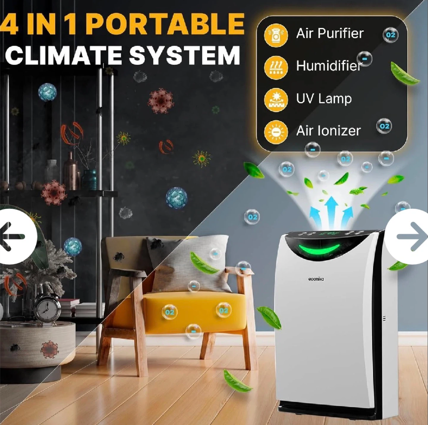 Econika Premium Air Purifier - 4 in 1 Climate System - photo 2