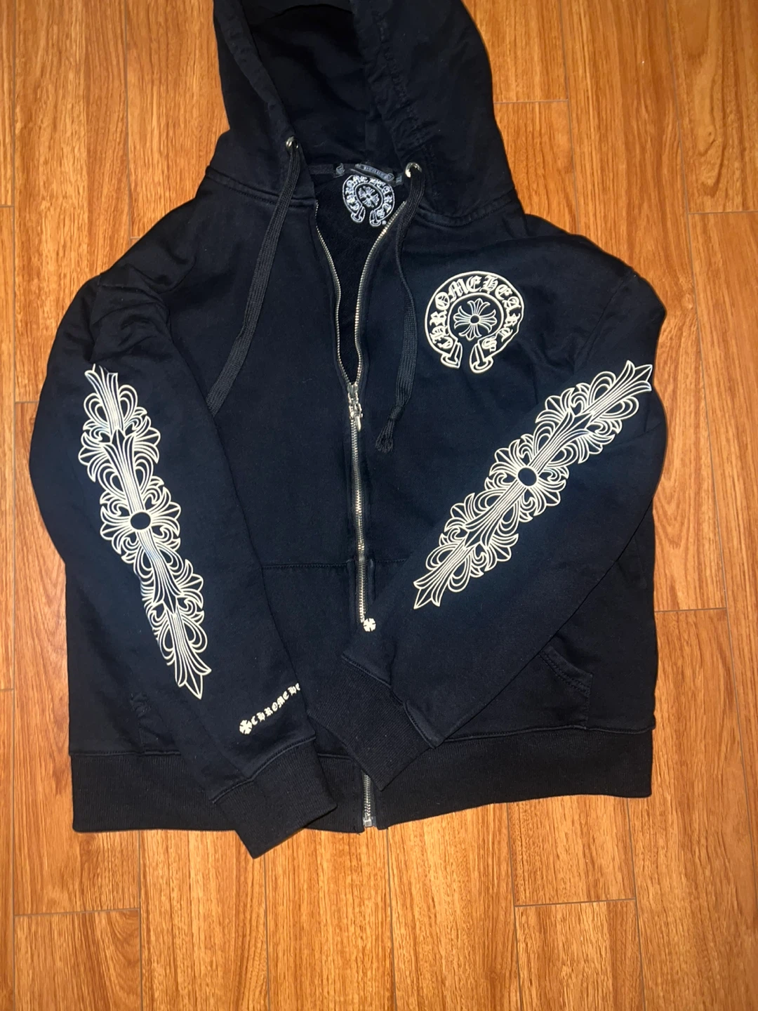 Chrome Hearts Black Zip-Up Hoodie with Logo