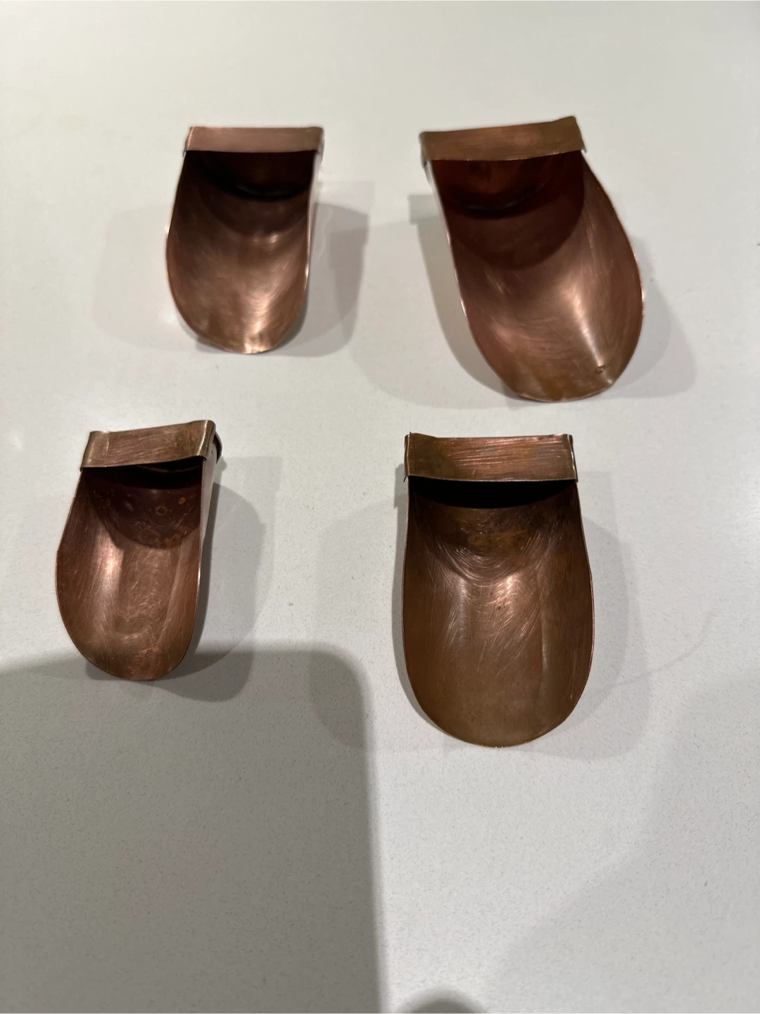 Set of 4 Copper Scoops