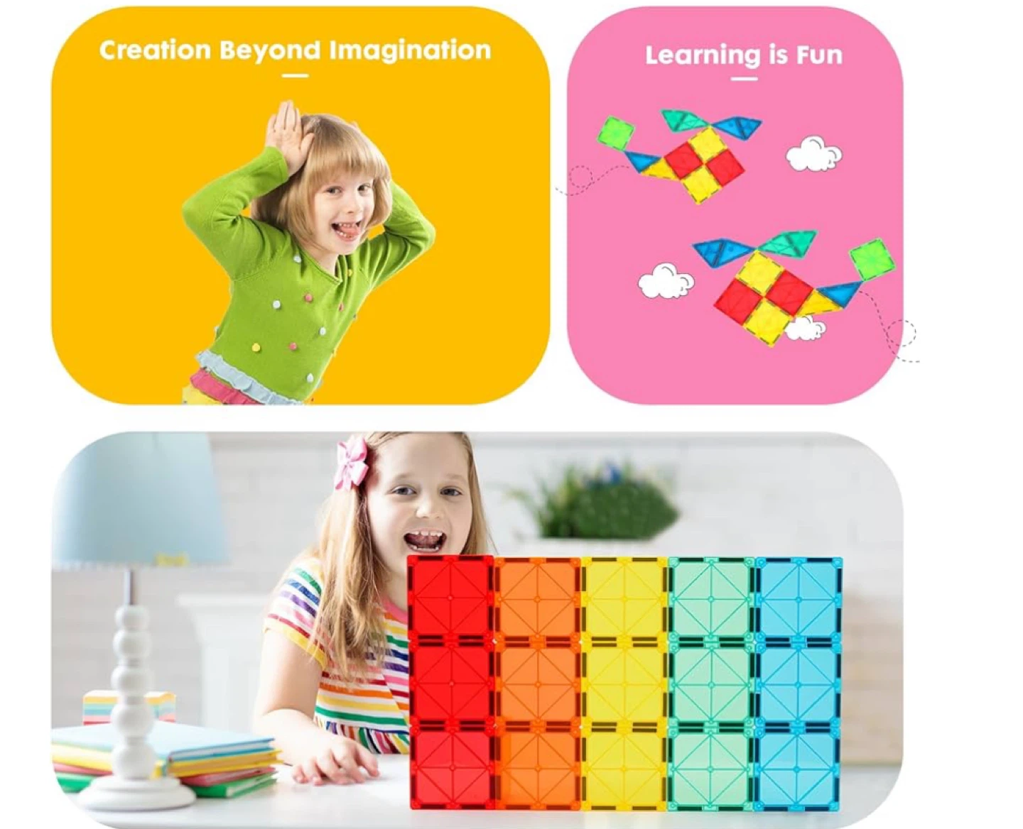 Gemmcc Magnetic Tiles Building Blocks Set - 100 Pieces - photo 3