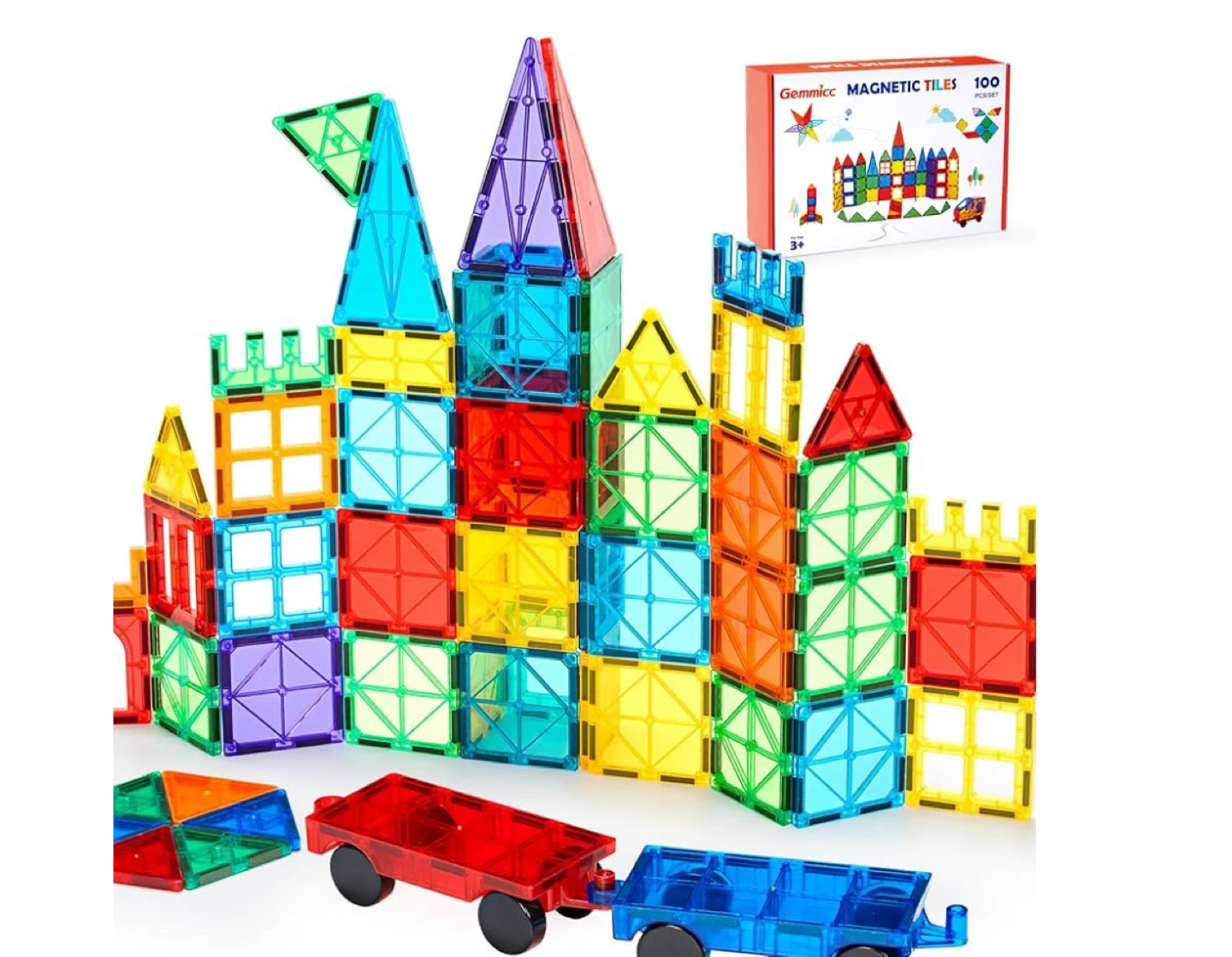 Gemmcc Magnetic Tiles Building Blocks Set - 100 Pieces