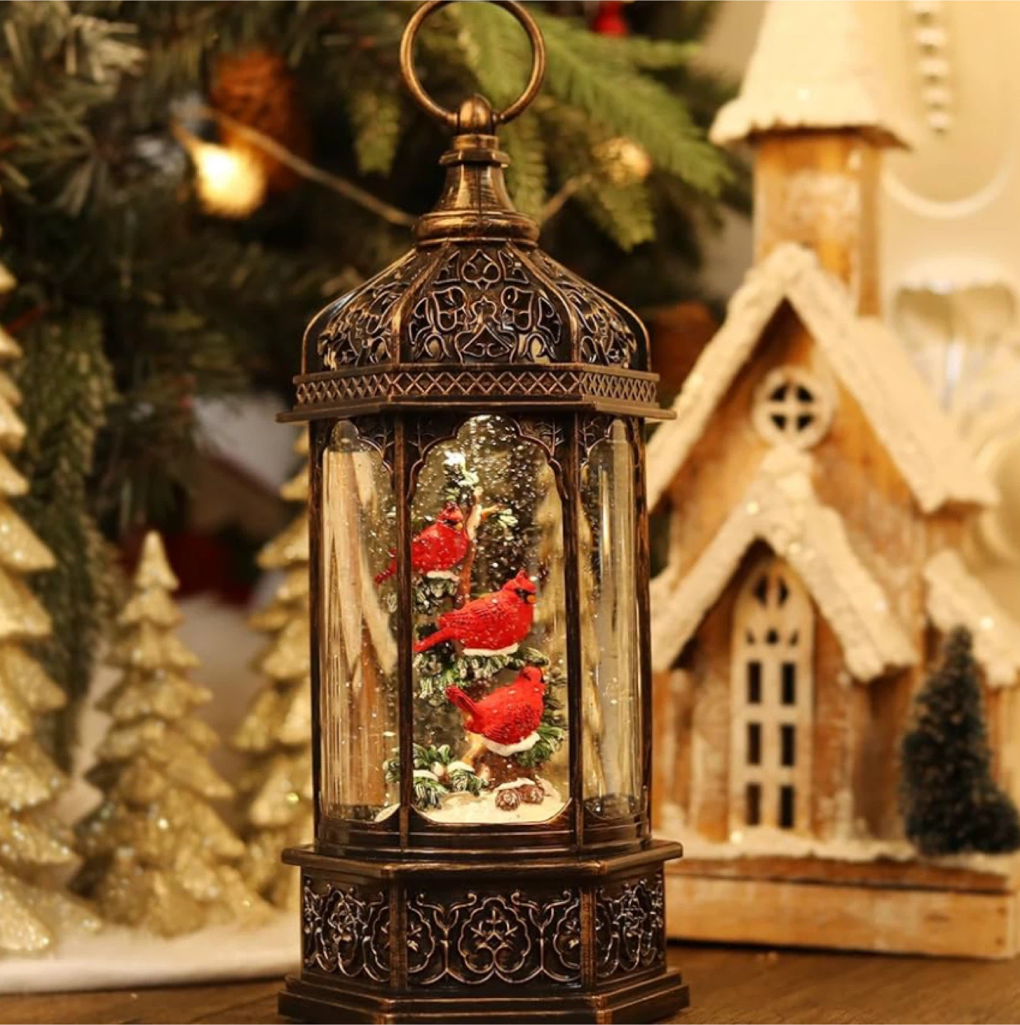 Cardinal Christmas Snow Globes,Musical