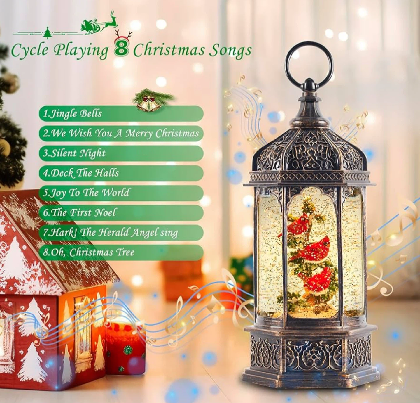 Cardinal Christmas Snow Globes,Musical - photo 2