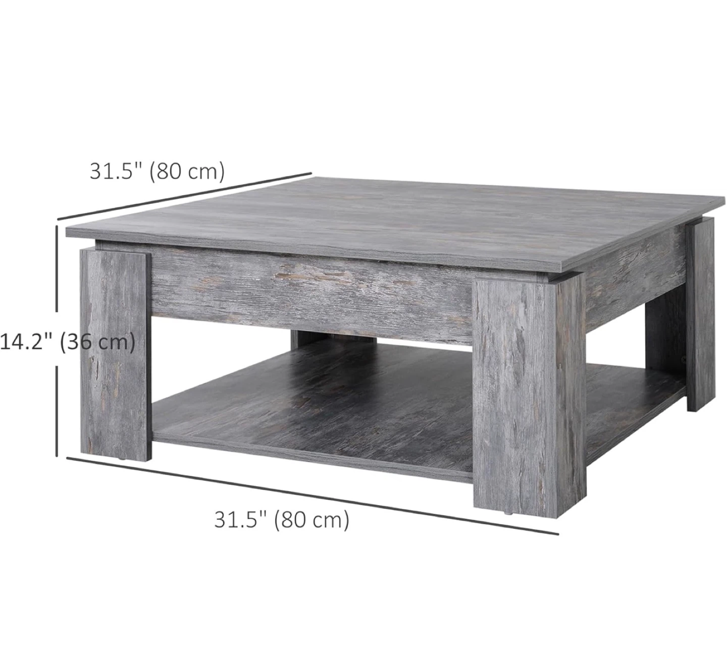 Square Wood Grain Coffee Table 31.5" x 31.5"