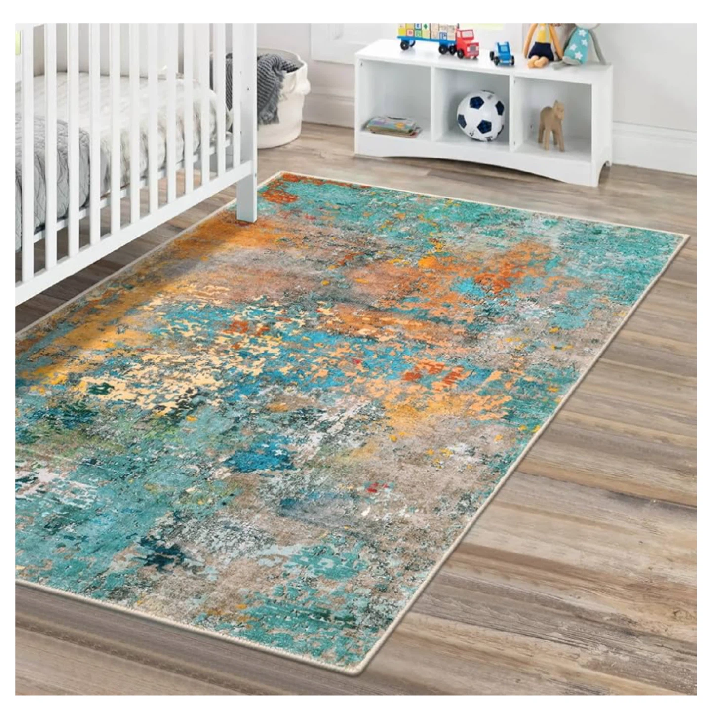 Abstract Teal Orange Area Rug 3x5. NEW - photo 5
