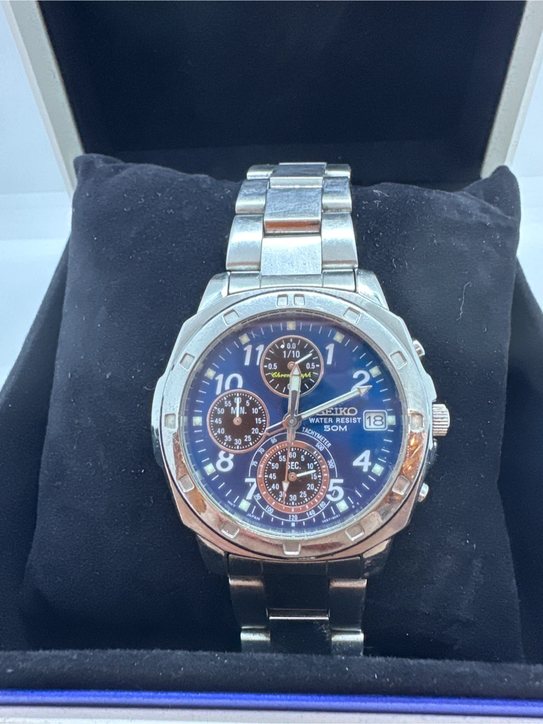 Seiko Chronograph V657-9010 Steel Blue 38mm 1999