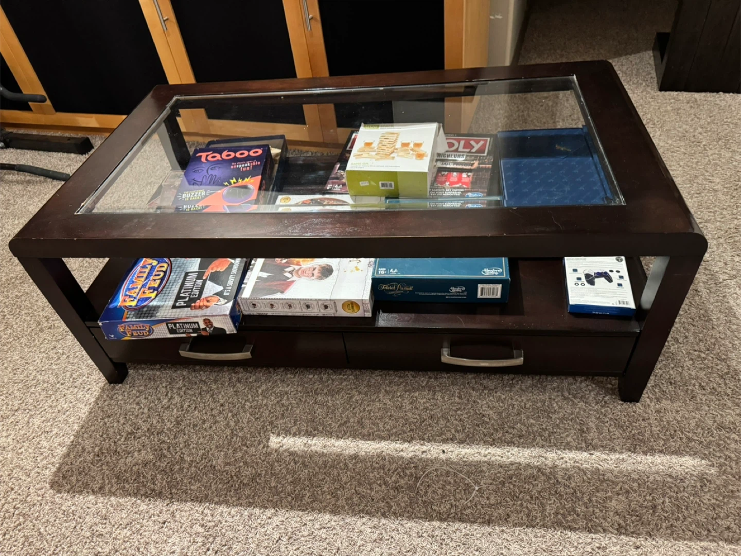 Dark Brown chair and coffee table