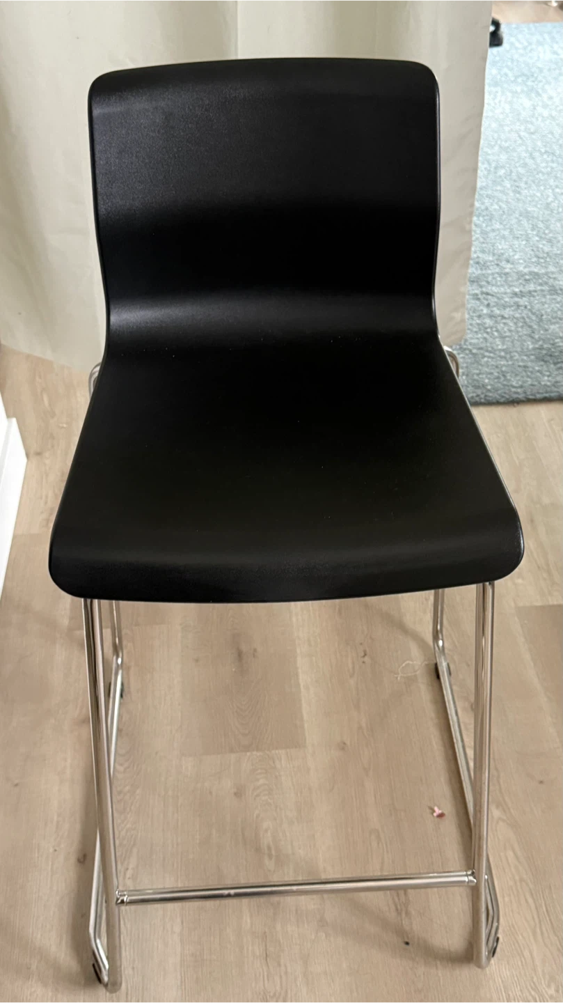 Black modern bar chair with chrome base