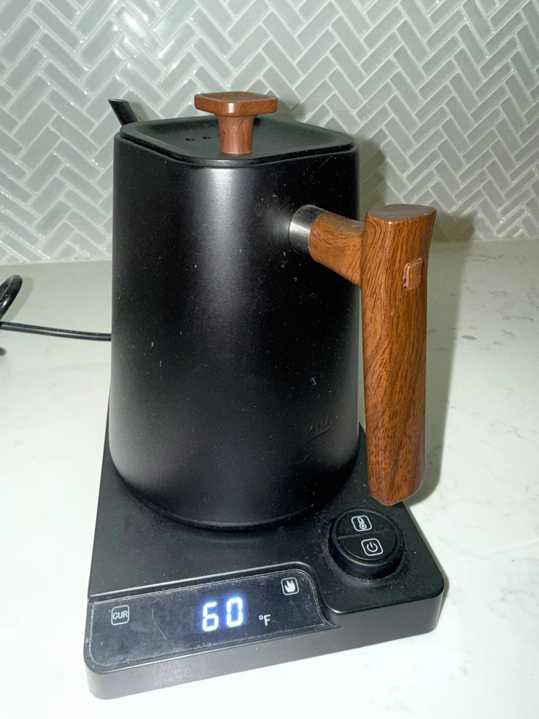 Black Gooseneck Kettle with Wooden Handle - photo 2