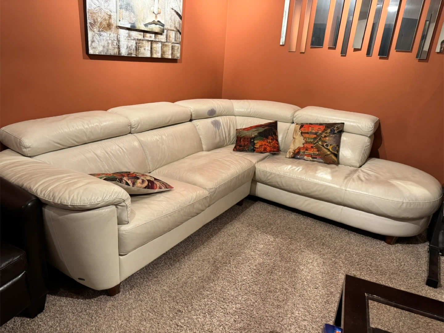 Natuzzi Editions White Leather Sectional Sofa - photo 3