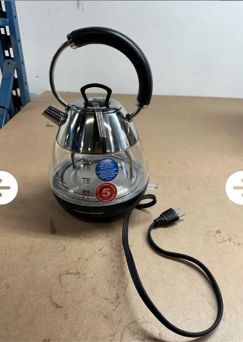 Hamilton Beach Glass Kettle 1.7L with Blue Illumination - photo 2