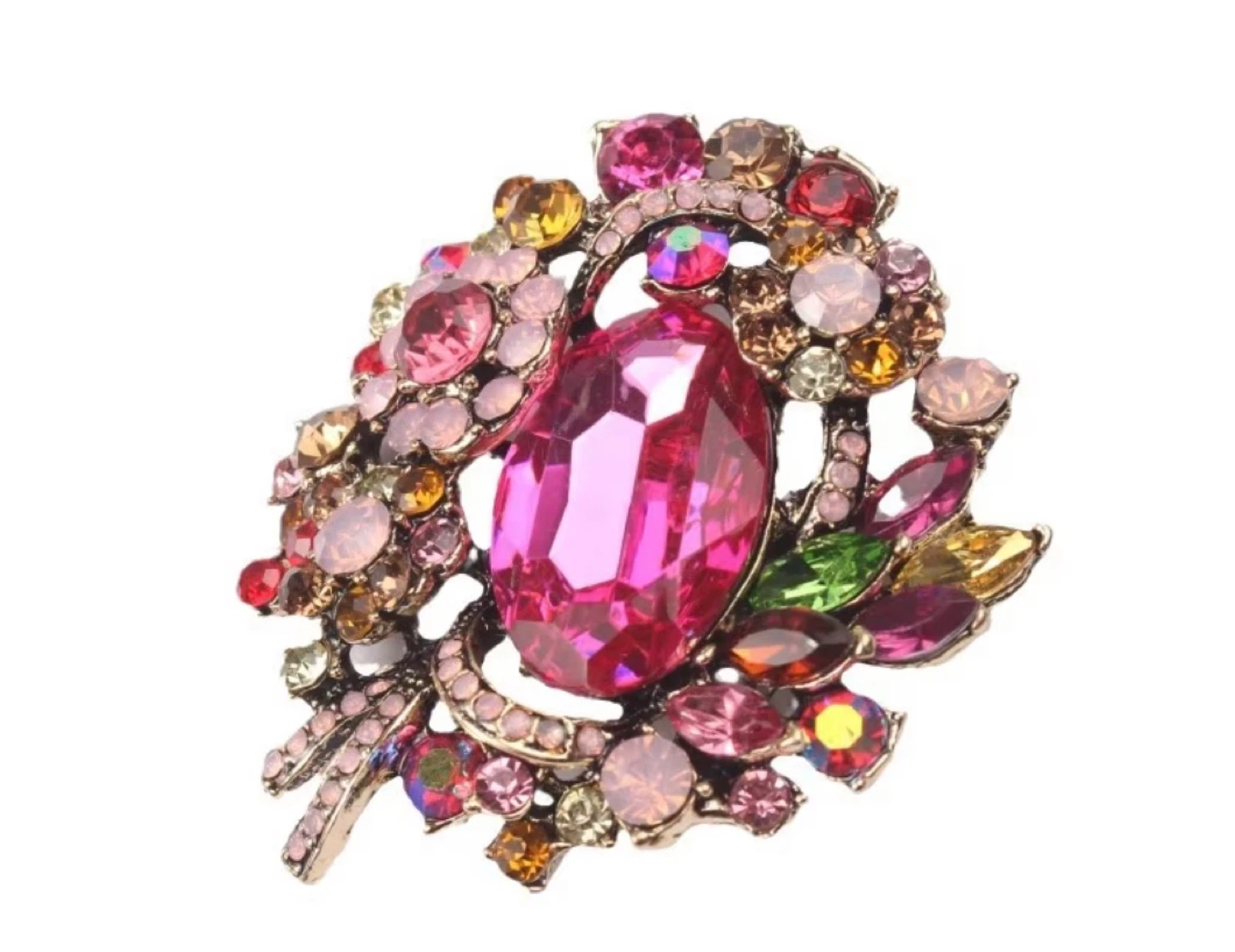 Rhinestone Brooch Pin - Pink Jewel Floral Design - photo 4