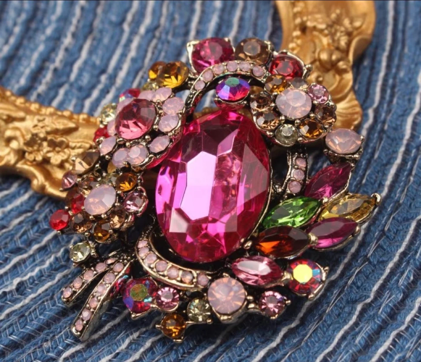 Rhinestone Brooch Pin - Pink Jewel Floral Design - photo 5