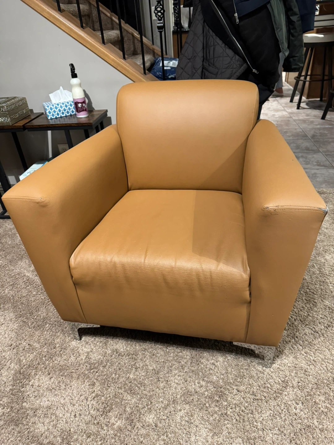 Tan Leather Armchair and Sofa Set - photo 2