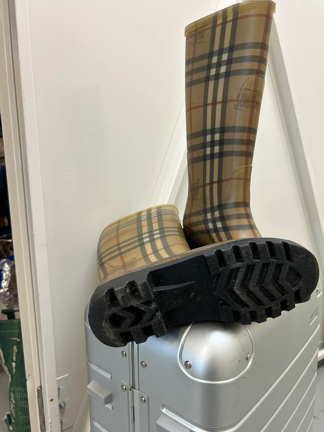 Burberry Nova Check Tall Rain Boots Size 35 - photo 2