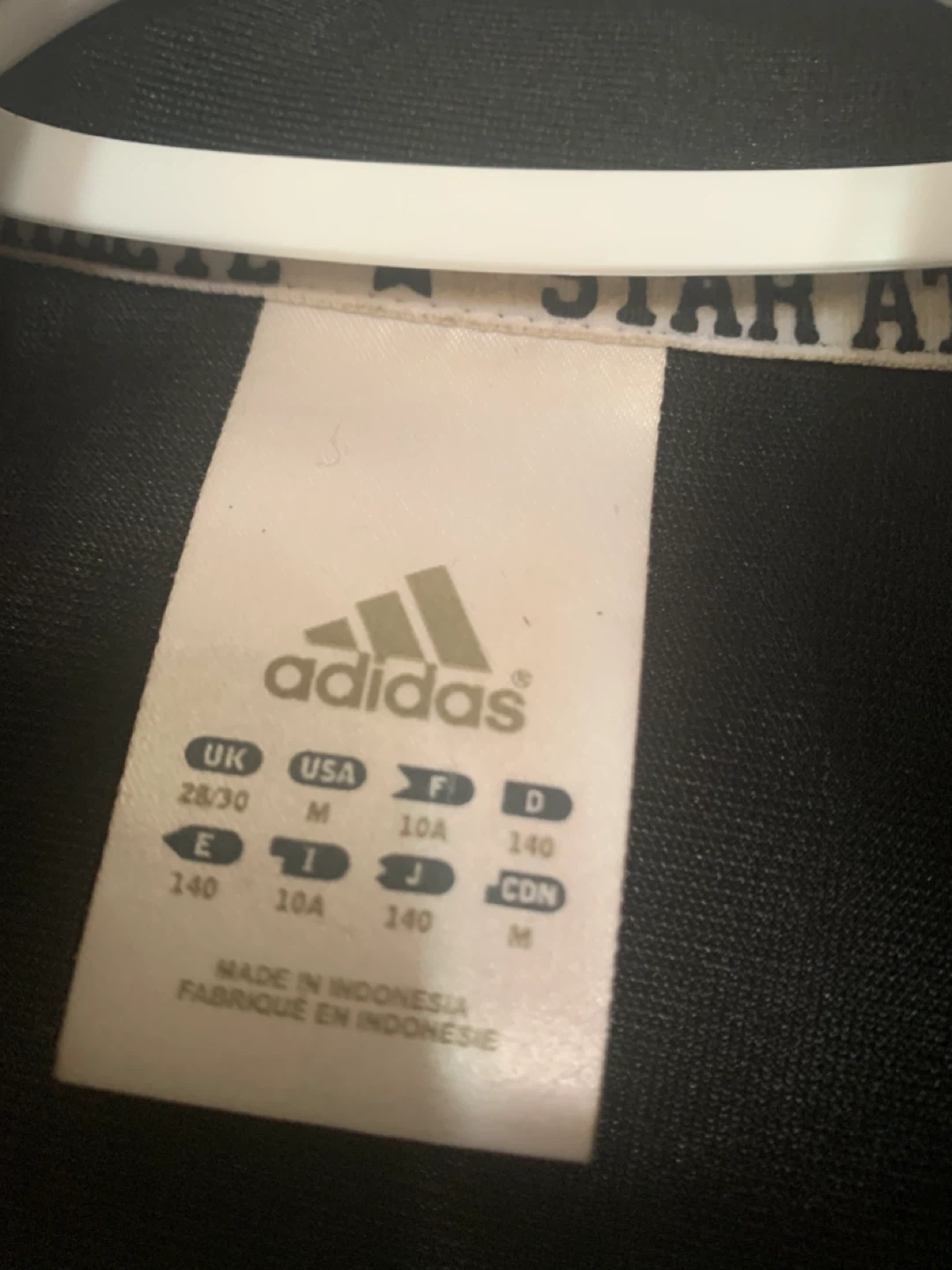 Adidas Black Track Jacket with White Stripes - Size M - photo 2