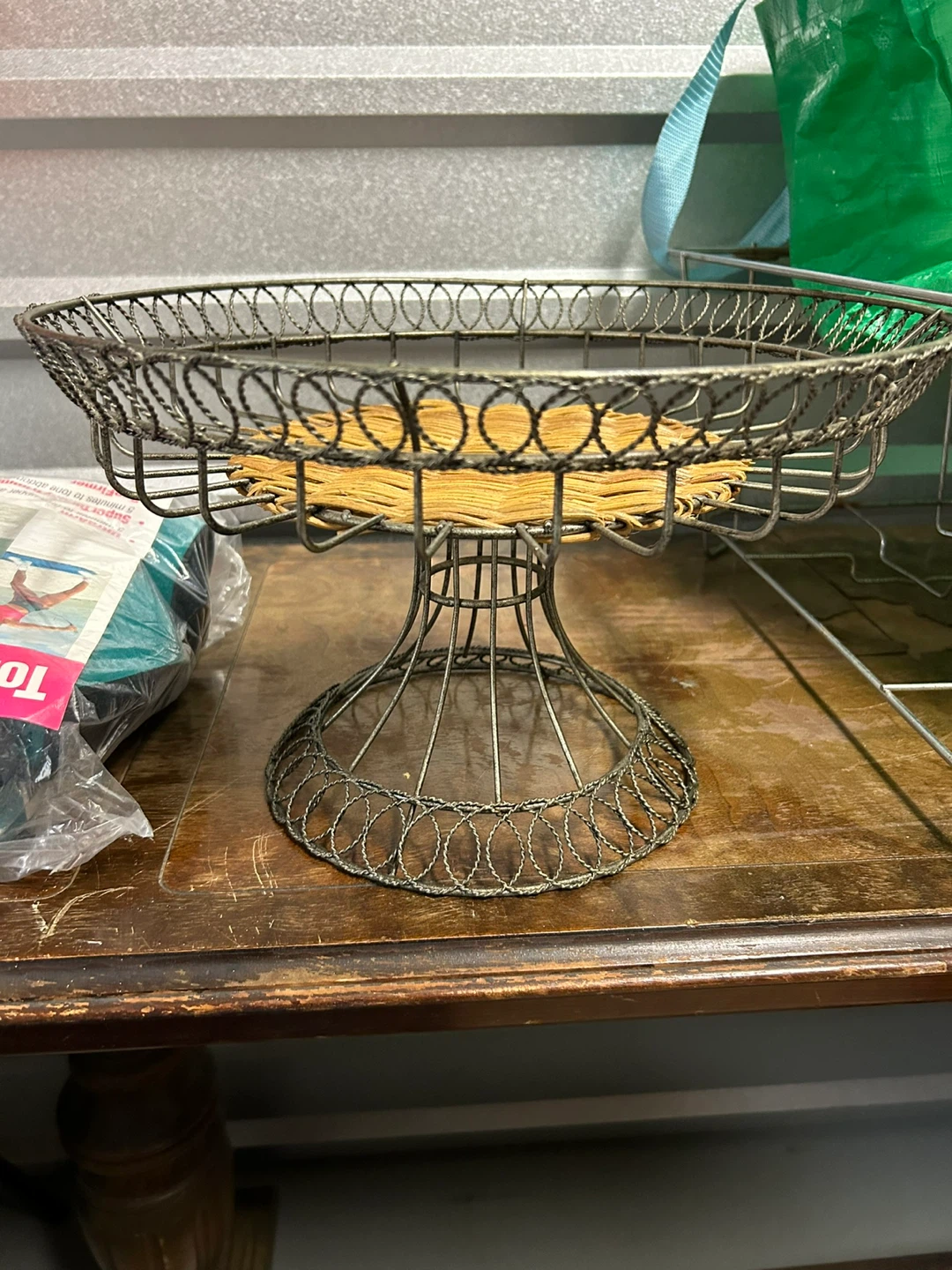 Decorative Wire Fruit Basket with Woven Insert