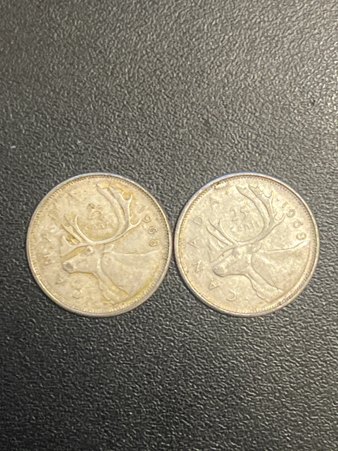 Two 1968 Canadian 25 Cent Silver Coins - photo 2