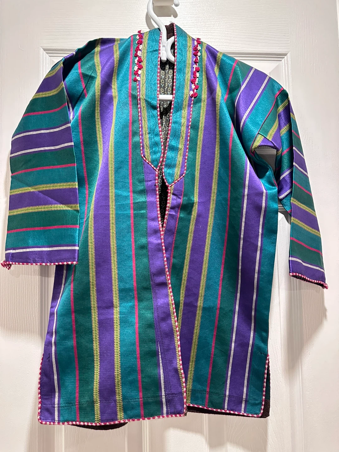 Striped Tunic Top - Purple, Green, and Yellow
