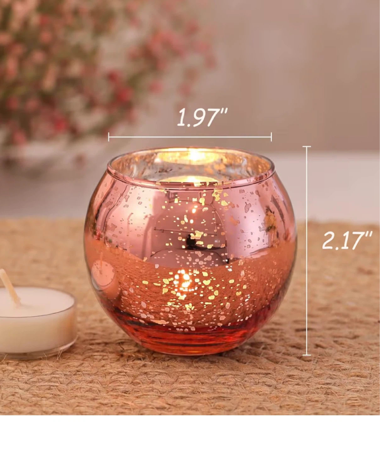 Rose Gold Mercury Glass Votive Holders - Set of 12 - photo 2