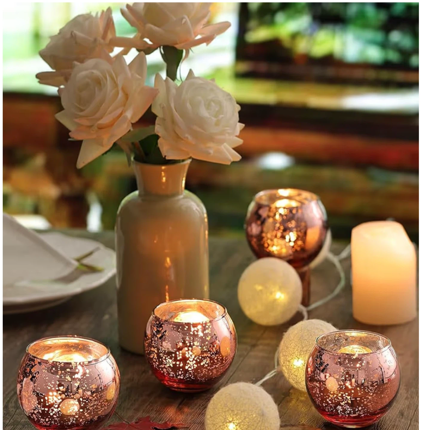 Rose Gold Mercury Glass Votive Holders - Set of 12 - photo 4