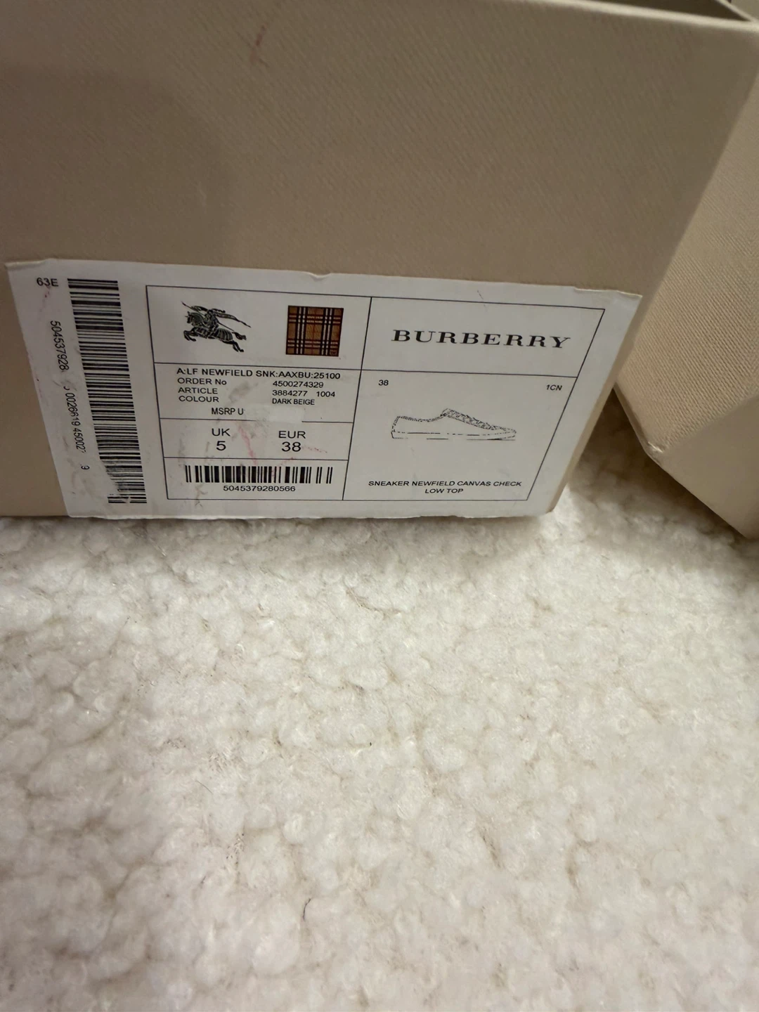 Burberry Newfield Canvas Check Low Top Sneakers Size 5 UK - photo 2