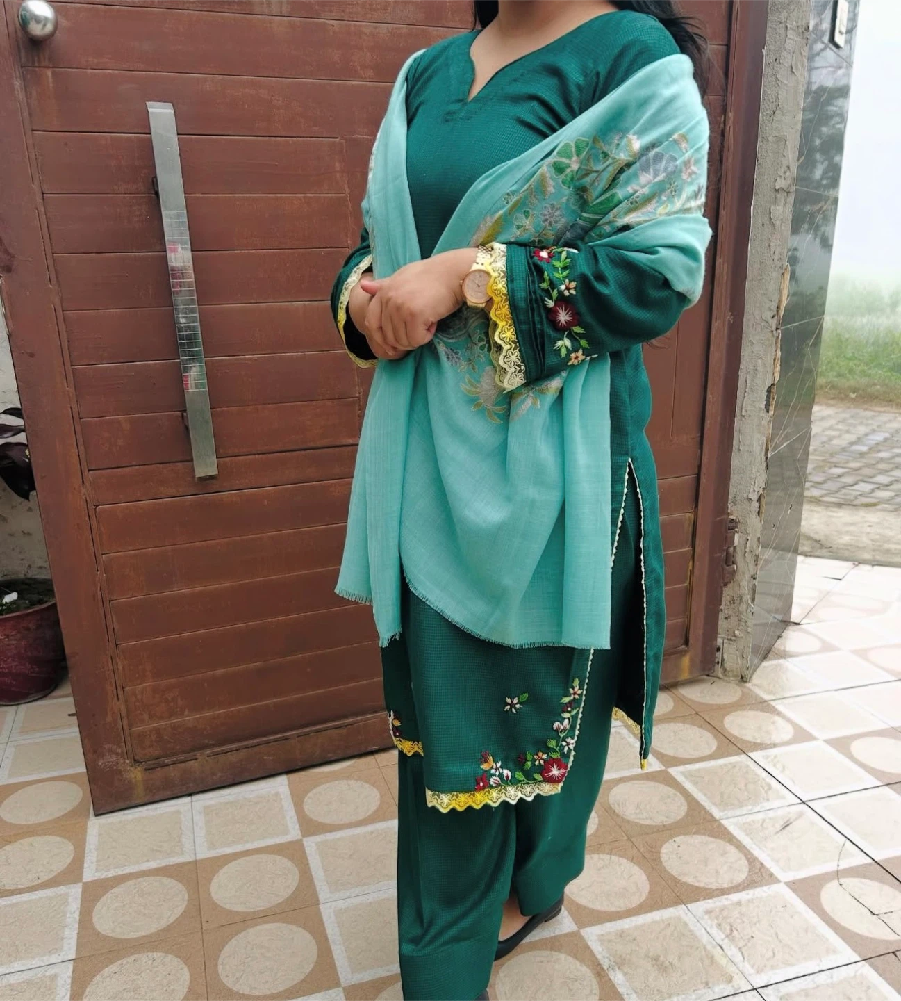 Purple Embroidered Kurti and Pants Set with Dupatta - photo 4