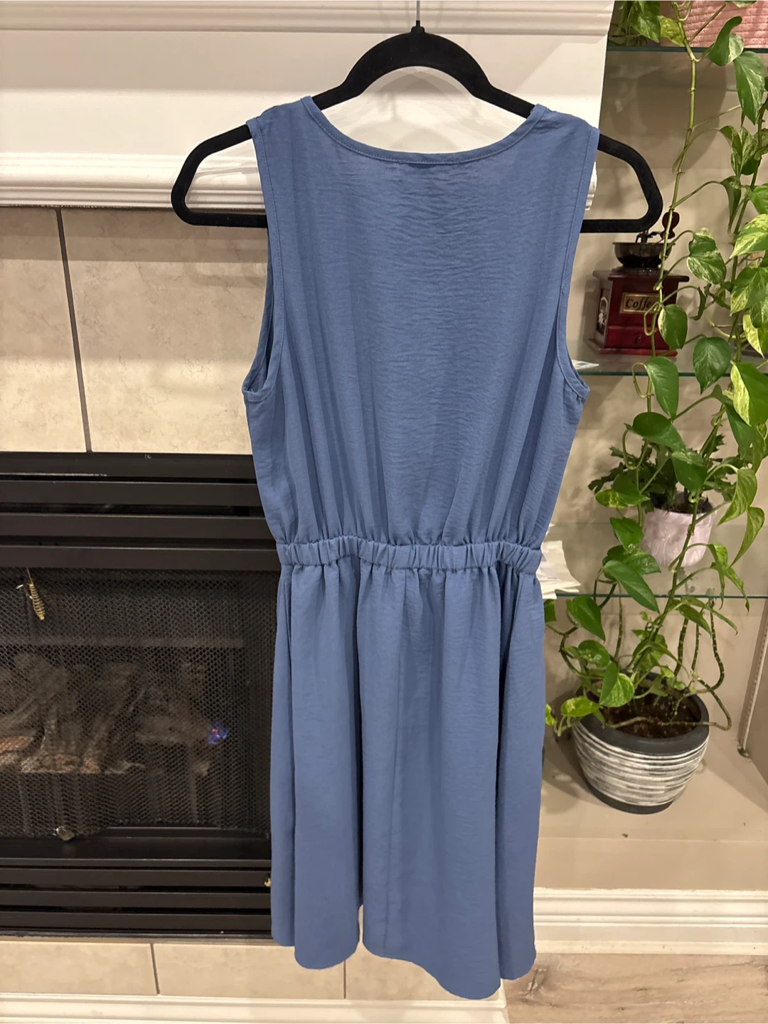 SHEIN Blue Sleeveless Button-Up Dress with Pockets - photo 4