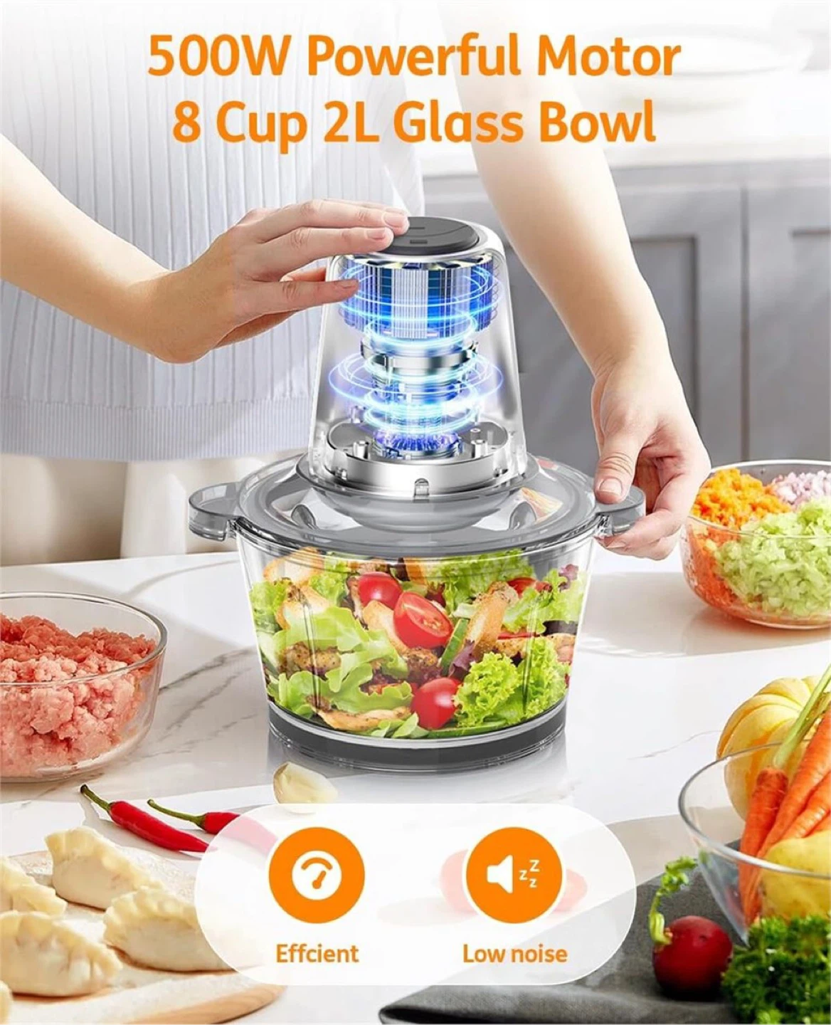 Food Chopper with 4 Sharp Blades and 2 Speeds - photo 2