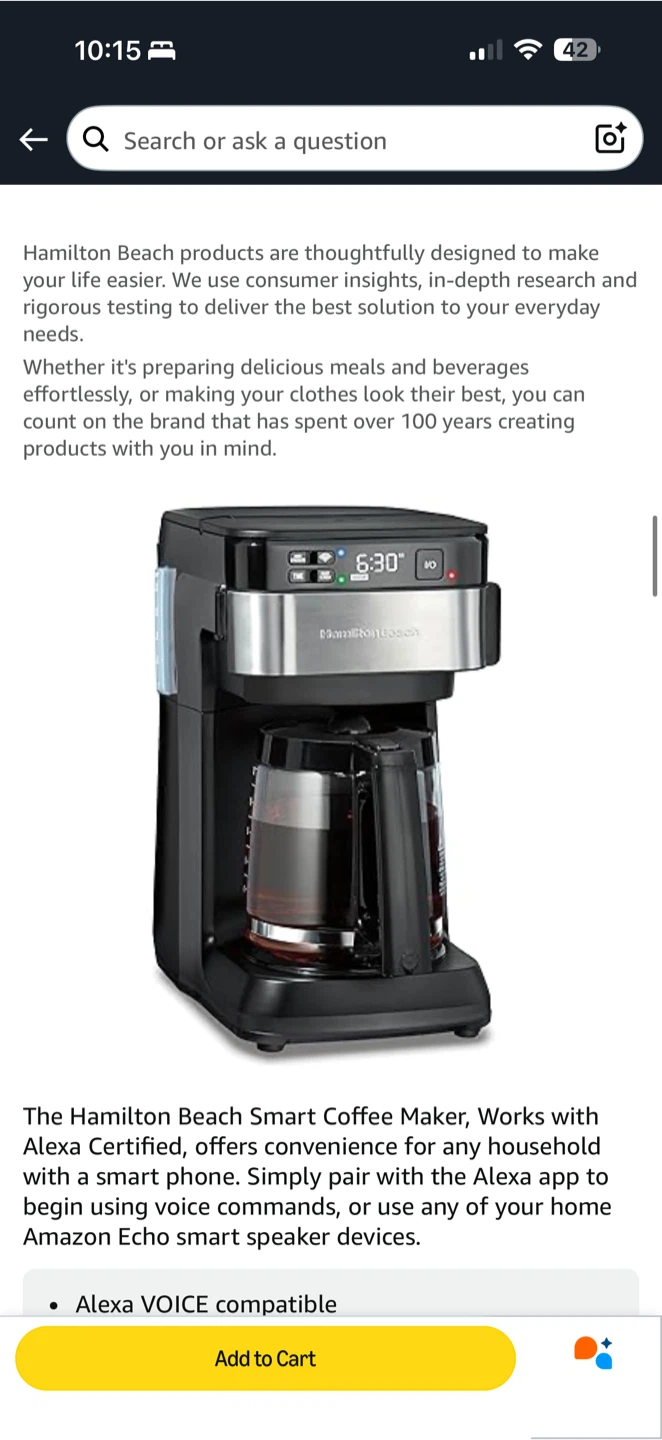 Hamilton Beach Smart Coffee Maker — 12 Cup — Open Box - photo 3