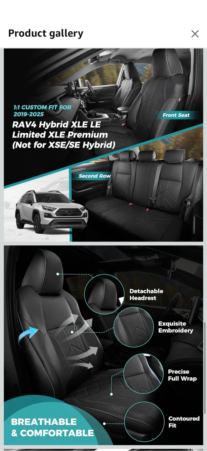 Toyota RAV4 2019–2025 Custom Seat Covers — NEW — $180 - photo 5