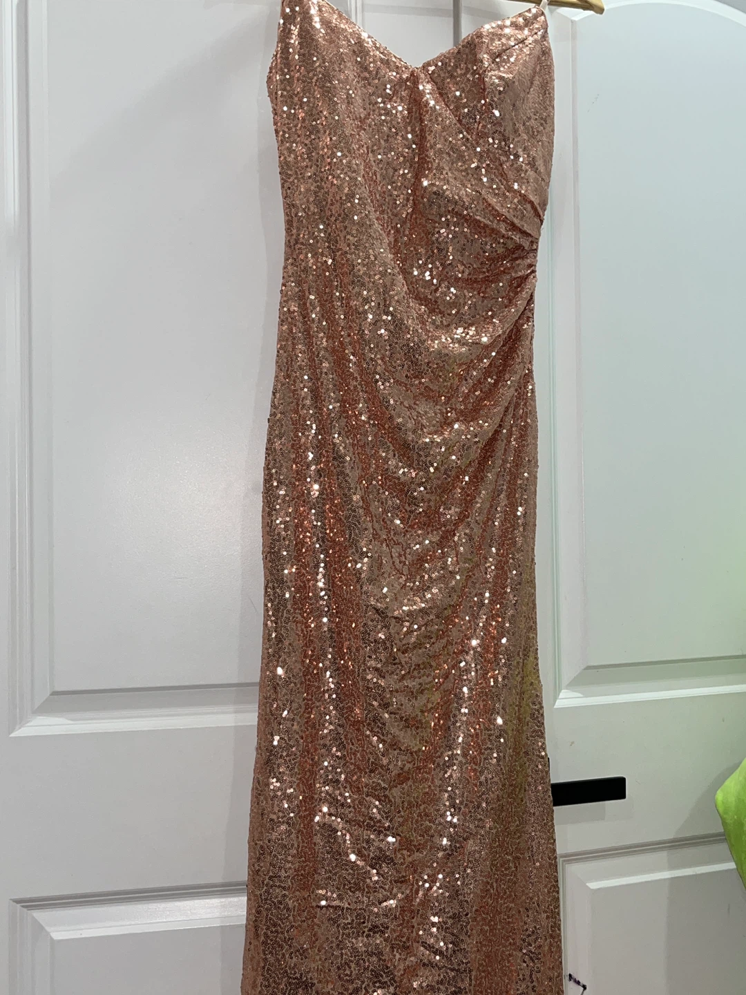 Sparkly Rose Gold Sequin Spaghetti Strap Dress