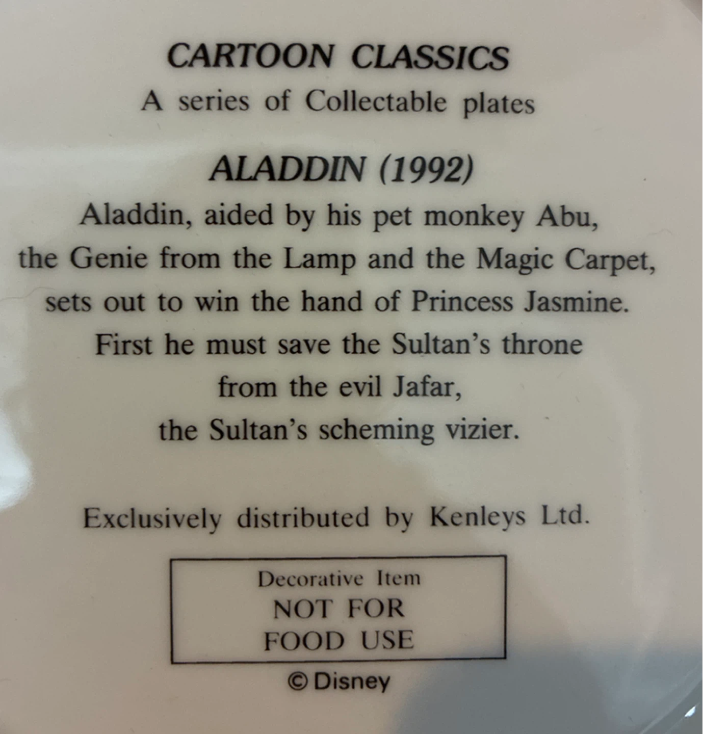 Vintage Disney Aladdin Fine Porcelain Plate - photo 5