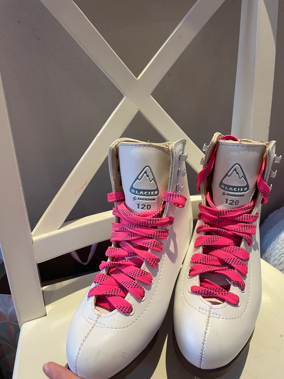 Jackson Glacier 120 Figure Skates - White with Pink Laces