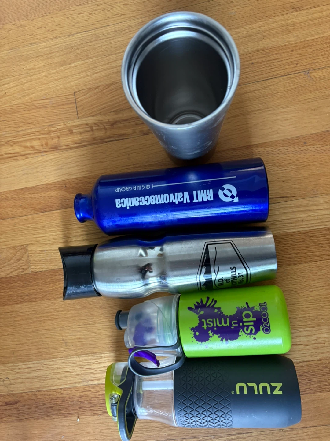 Zulu, O2Cool, and RMT Valvomeccanica Water Bottles