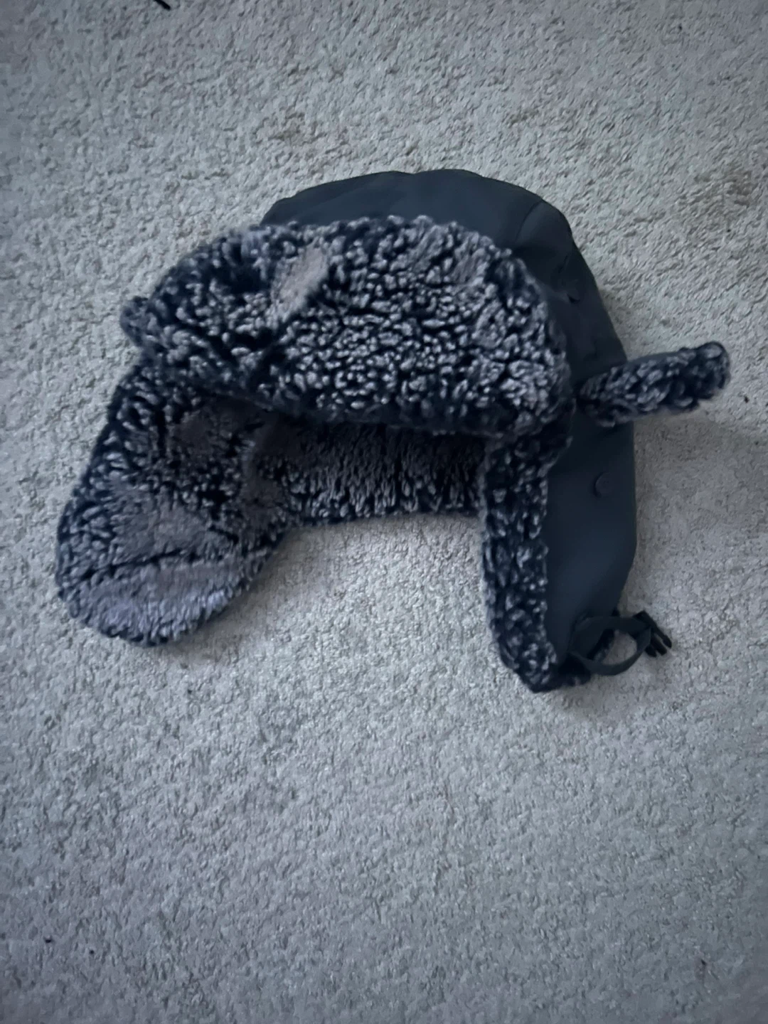 Dark Grey Trapper Hat with Faux Fur Trim