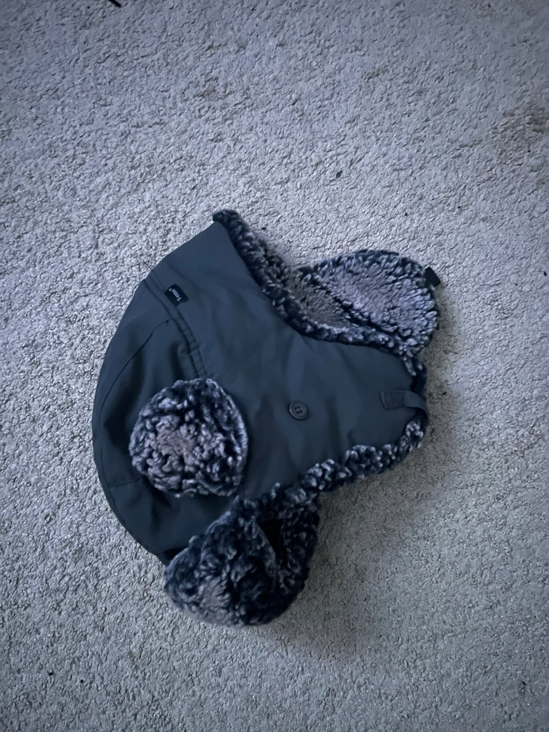 Dark Grey Trapper Hat with Faux Fur Trim - photo 3