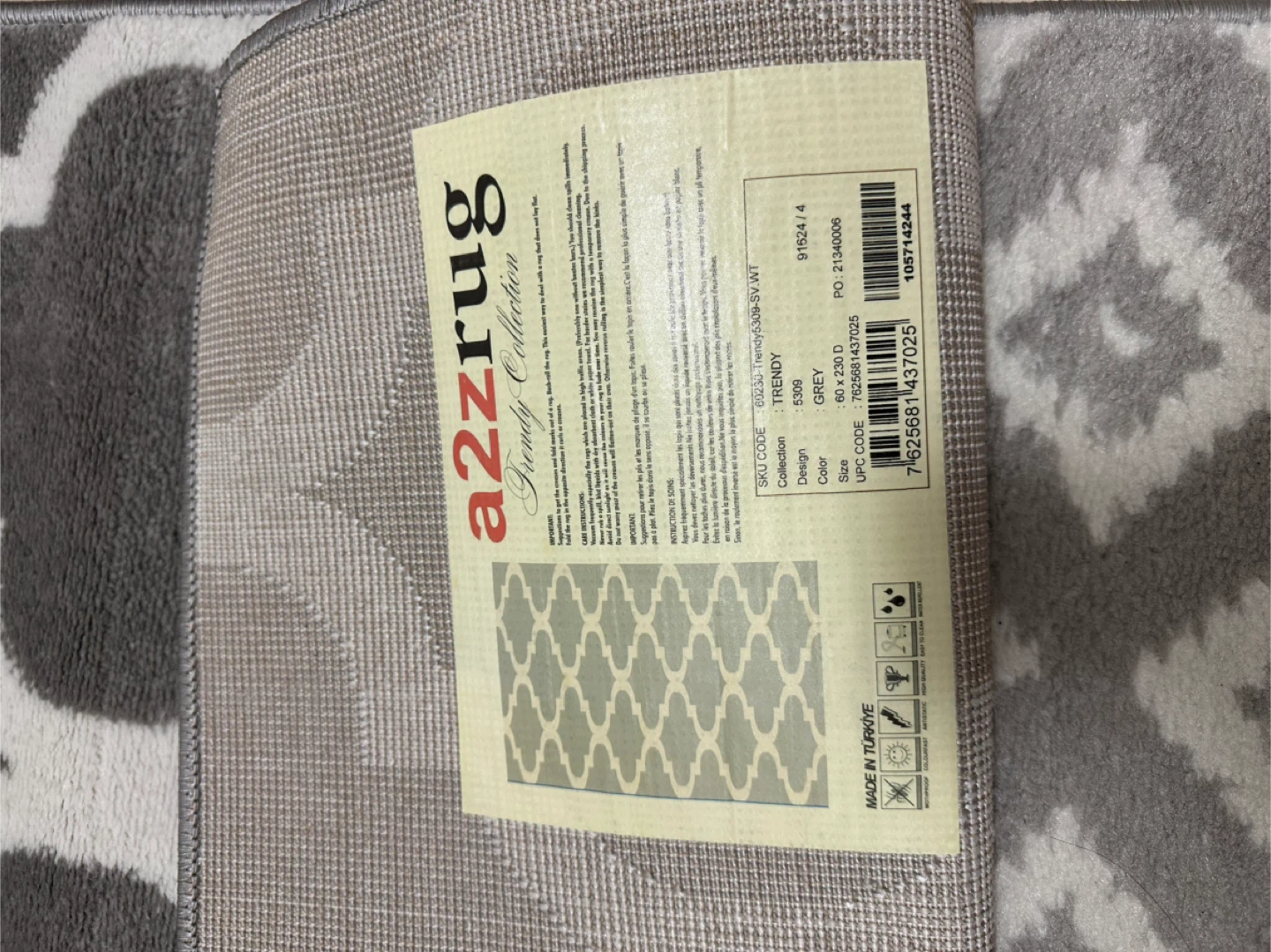 A2rug Grey Trellis Runner Rug - New - photo 2