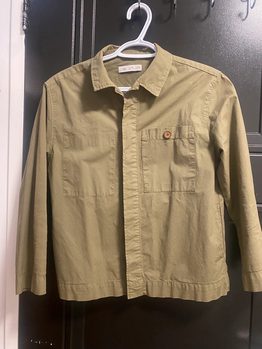 ZARA Olive Green Button-Up Shirt Jacket