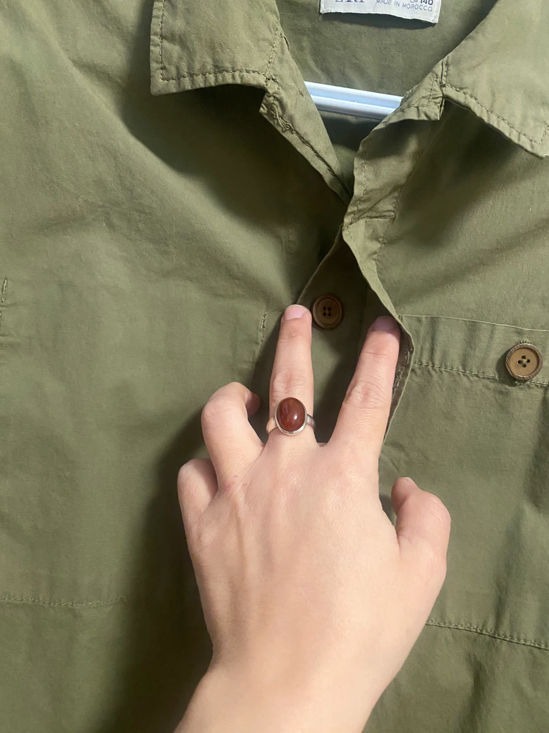 ZARA Olive Green Button-Up Shirt Jacket - photo 4