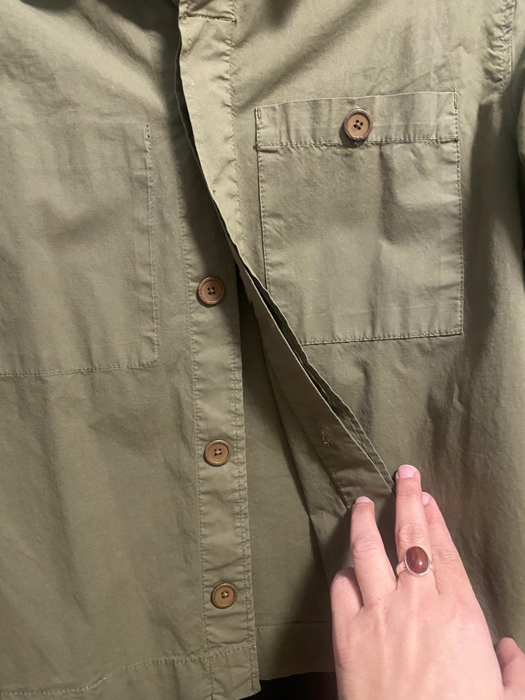 ZARA Olive Green Button-Up Shirt Jacket - photo 3