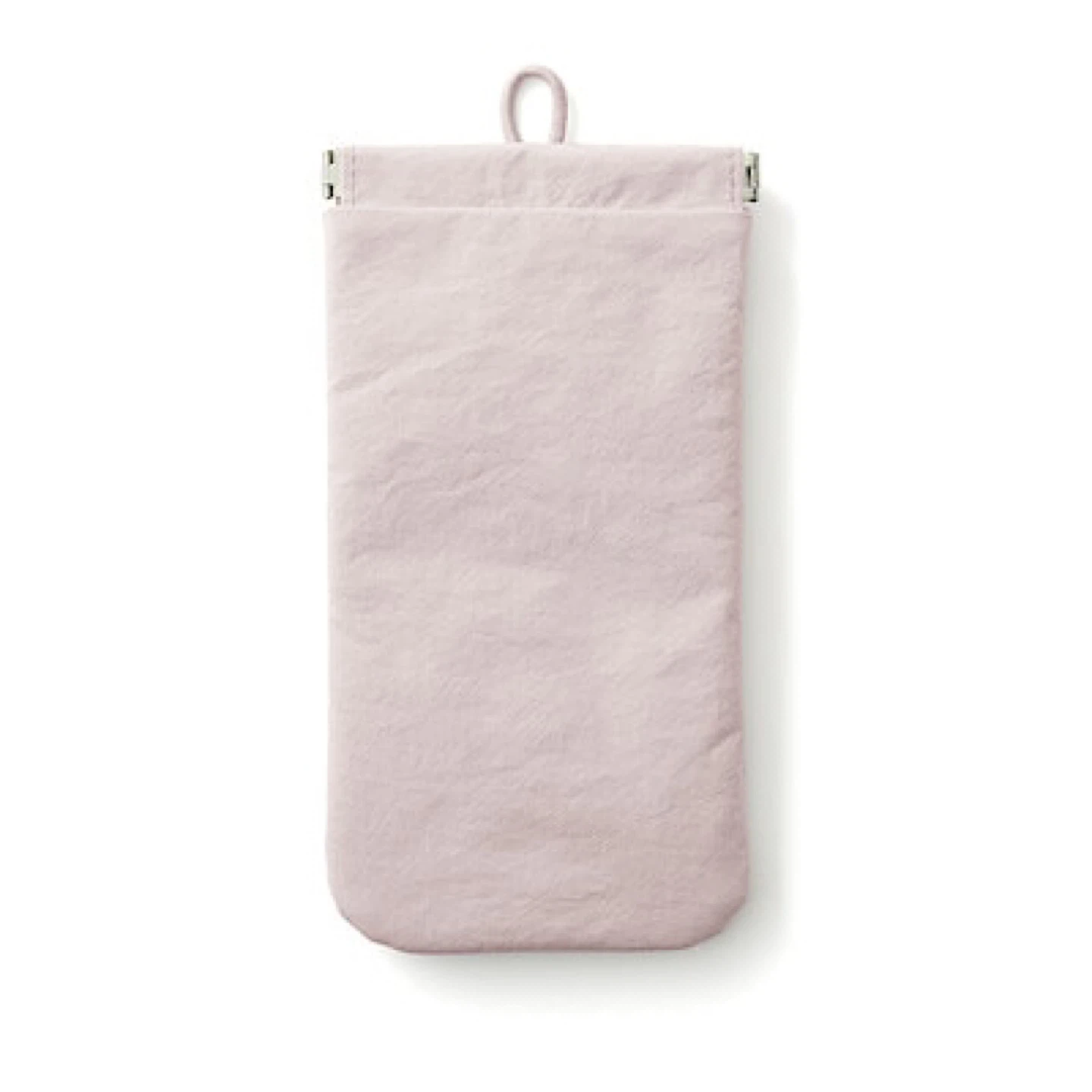 Muji Wrinkled Nylon Self-Closing Flat Pouch_Light Pink_NWT