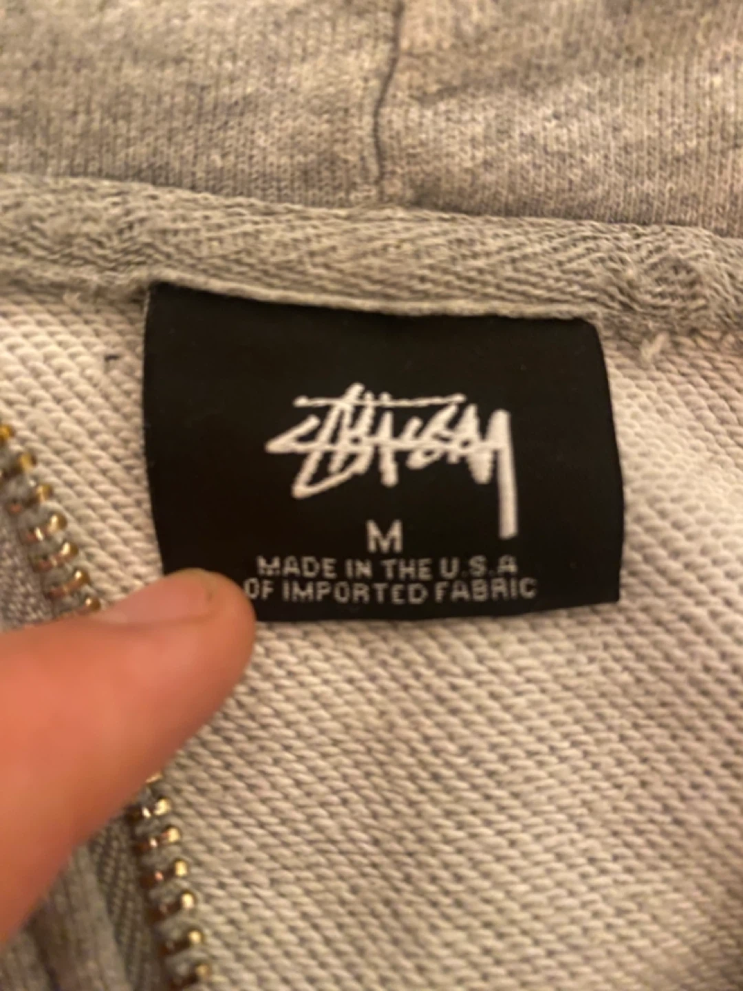 Stussy Grey Zip-Up Hoodie Size M - photo 3