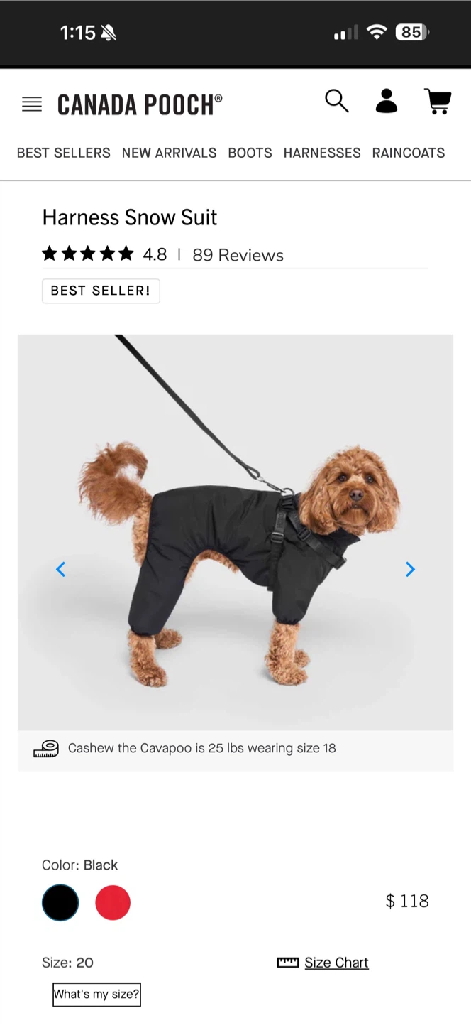 Canada Pooch Harness Snow Suit