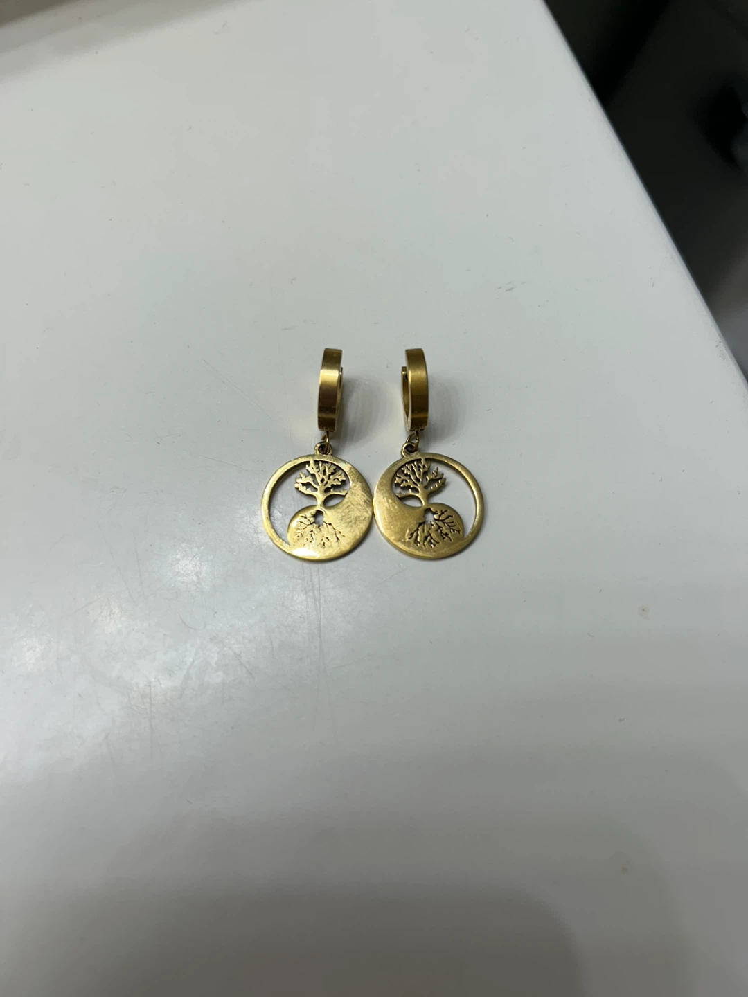 Gold Tone Tree of Life Hoop Earrings - photo 2