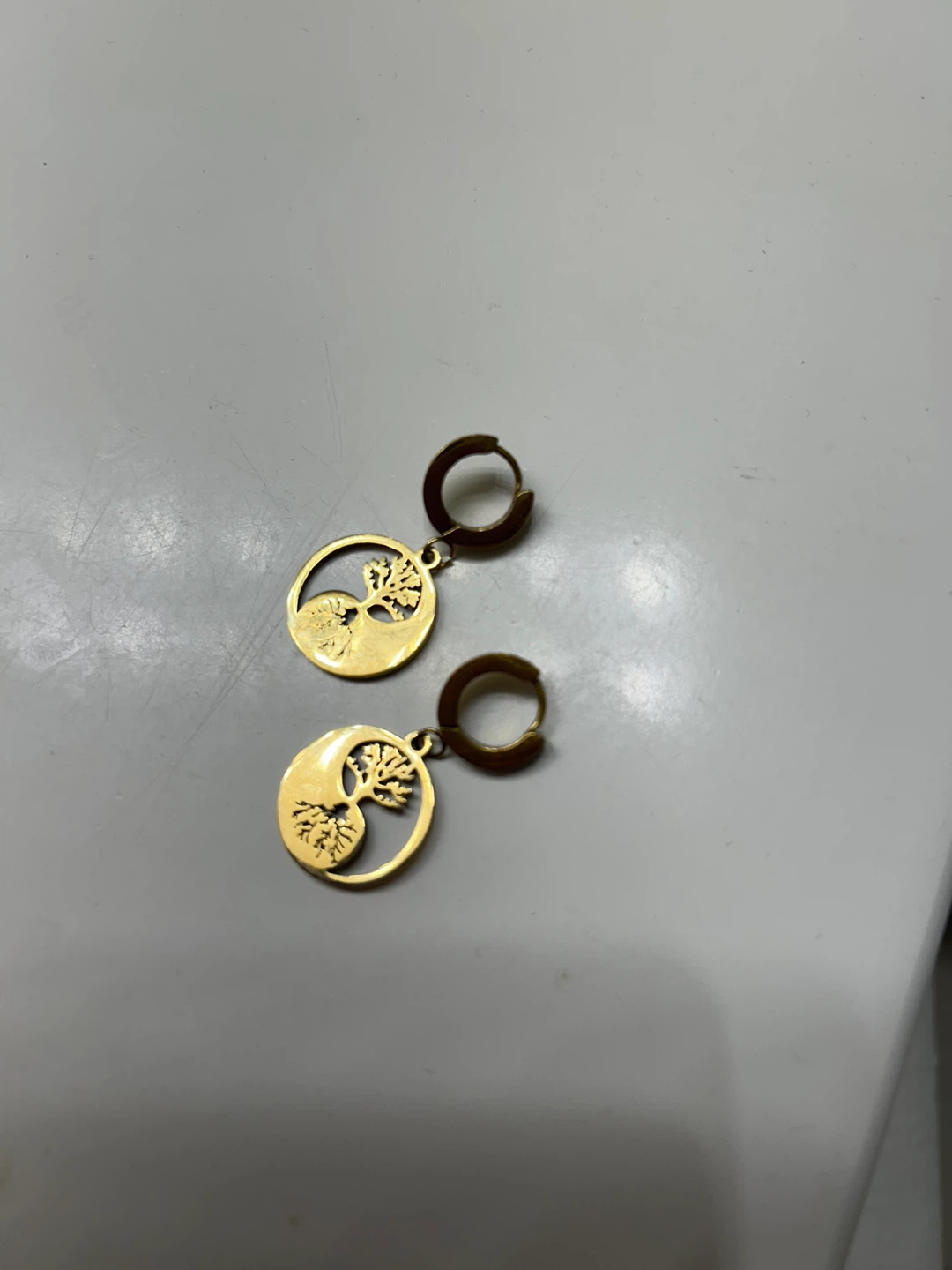 Gold Tone Tree of Life Hoop Earrings - photo 3