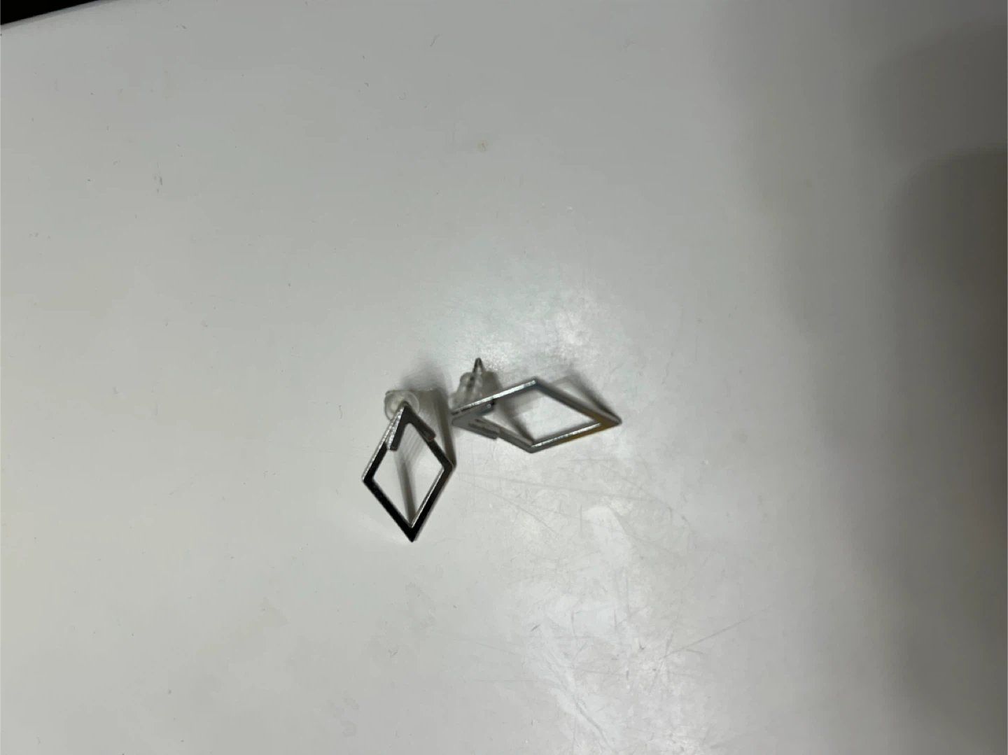 Silver Diamond Shape Stud Earrings - photo 2