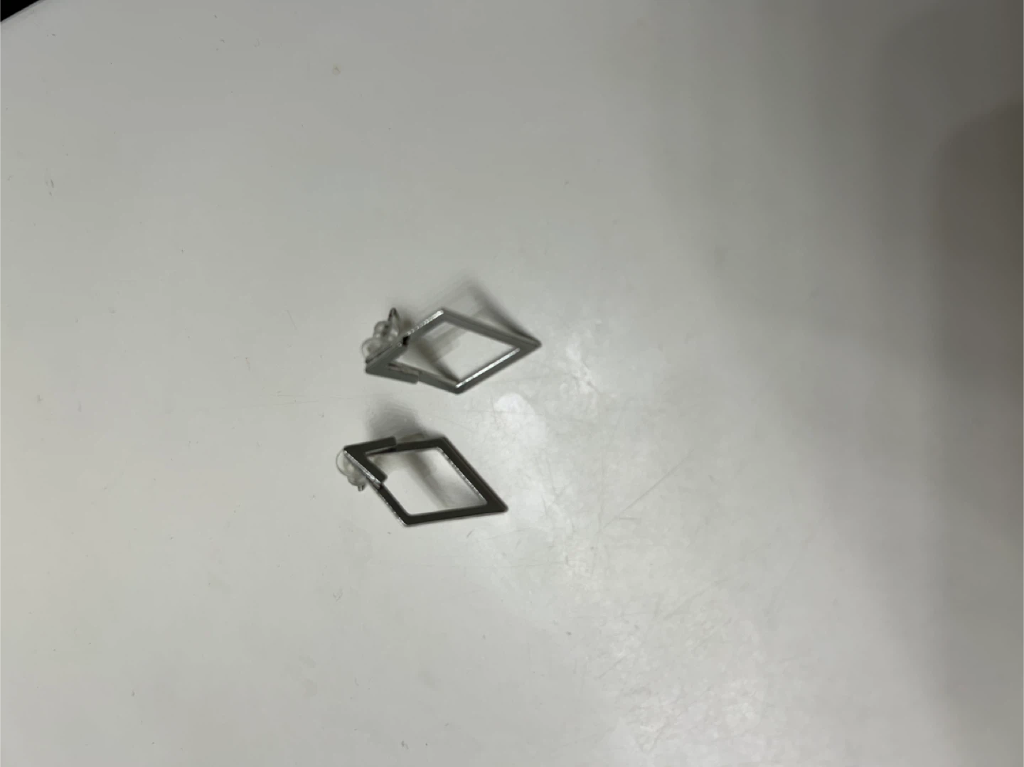 Silver Diamond Shape Stud Earrings - photo 3