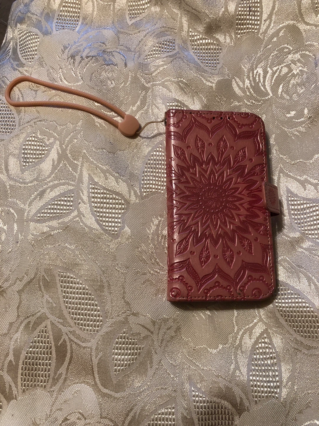 Rose Gold Embossed Mandala Phone Case with Wrist Strap - photo 3
